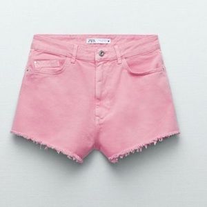 Zara high waisted pink denim shorts